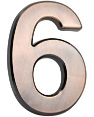 Číslo MagicHome "6" domové, s lepiacou páskou, bronzové, popisné, 70x100 mm, ABS