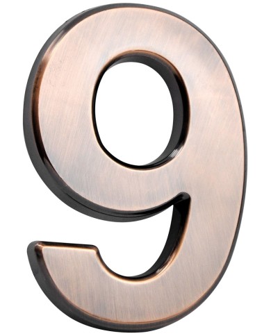 Číslo MagicHome "9" domové, s lepiacou páskou, bronzové, popisné, 70x100 mm, ABS
