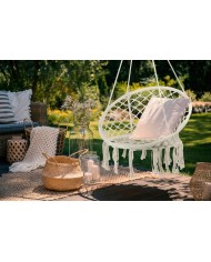 Kreslo LOGAN, max. 100 kg, záhradné, hojdacie, béžová sieť