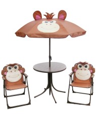 Set záhradný LEQ MELISENDA Mono, opica, slnečník 105 cm, stôl 50 cm, 2 stoličky. detský