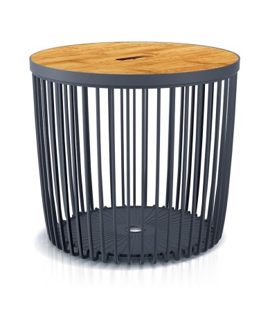 Stolík s vekom Clubo 450x410 mm, 2v1, univerzálny kôš, bambusové veko, 50 lit., antracit