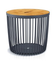 Stolík s vekom Clubo 450x410 mm, 2v1, univerzálny kôš, bambusové veko, 50 lit., antracit