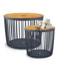 Stolík s vekom Clubo 450x410 mm, 2v1, univerzálny kôš, bambusové veko, 50 lit., antracit