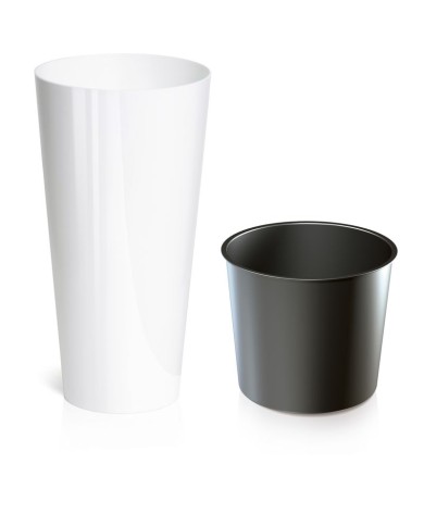 Kvetináč s vložkou TUBUS Slim Shine 400x762 mm, biely