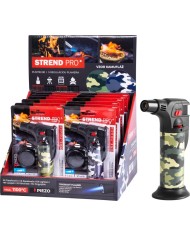 Zapaľovač Strend Pro Mini horák so stojanom, kamufláž, plniteľný, 75x45x120 mm