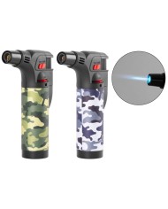 Zapaľovač Strend Pro Mini horák so stojanom, kamufláž, plniteľný, 75x45x120 mm