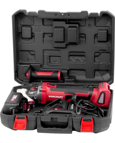 Brúska Worcraft CAG-S20LiBH ShareSYS, 125 mm, uhlová, SET v kufri, s batériou a nabíjačkou, 1x 4.0 Ah, bezuhlíková