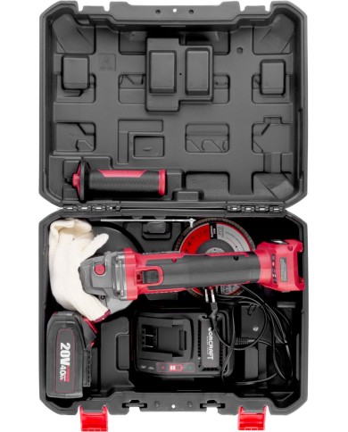 Brúska Worcraft CAG-S20LiBH ShareSYS, 125 mm, uhlová, SET v kufri, s batériou a nabíjačkou, 1x 4.0 Ah, bezuhlíková