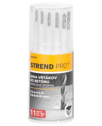 Sada vrtákov Strend Pro, do betónu, valcová stopka, 13,3x5,4x5,4 cm, bal. 11 ks