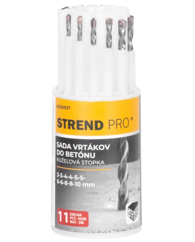 Sada vrtákov Strend Pro, do betónu, valcová stopka, 13,3x5,4x5,4 cm, bal. 11 ks