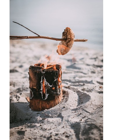 Švédsky oheň Strend Pro WOODSON, prenosné ohnisko, prírodný varič, poleno na varenie, kempovanie, táborák, 1 hod