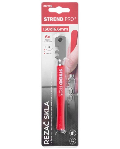 Rezač skla Strend Pro, 130x16,6 mm, drevená rúčka, ručný