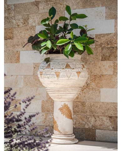 Dekorácia MagicHome, podstavec vysoký, krémový, keramika, 25,5x25,5x41 cm