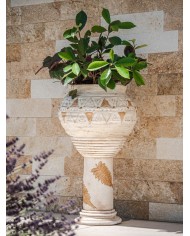 Dekorácia MagicHome, podstavec vysoký, krémový, keramika, 25,5x25,5x41 cm