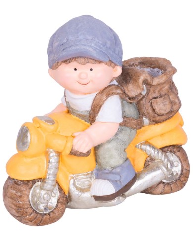 Dekorácia MagicHome, Chlapček na motorke, keramika, 38x20x36 cm
