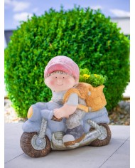 Dekorácia MagicHome, Chlapček na motorke, keramika, 38x20x36 cm