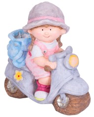 Dekorácia MagicHome, Dievčatko na skútri, keramika, 36,5x17,5x37,5 cm