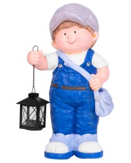 Dekorácia MagicHome, Chlapček s lampášom, keramika, 22,5x16x41 cm