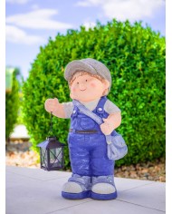 Dekorácia MagicHome, Chlapček s lampášom, keramika, 22,5x16x41 cm