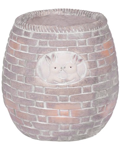 Dekorácia MagicHome, Kvetináč s mozaikou, hnedý, so zajačikmi, keramika, 25x25x25 cm