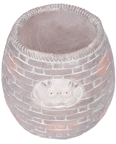 Dekorácia MagicHome, Kvetináč s mozaikou, hnedý, so zajačikmi, keramika, 25x25x25 cm