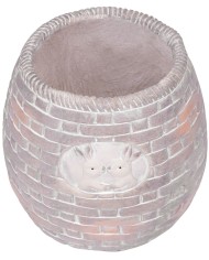 Dekorácia MagicHome, Kvetináč s mozaikou, hnedý, so zajačikmi, keramika, 25x25x25 cm