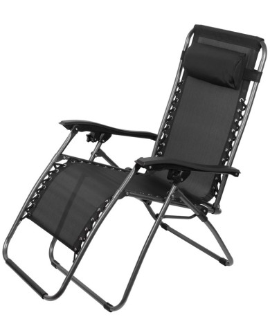 Lehátko SONORA, čierne, polohovateľné, max. 120 kg, 66x177x108 cm