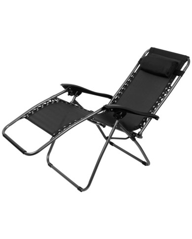 Lehátko SONORA, čierne, polohovateľné, max. 120 kg, 66x177x108 cm