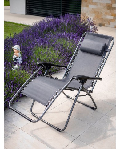 Lehátko SONORA, sivé, polohovateľné, max. 120 kg, 66x177x108 cm