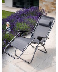 Lehátko SONORA, sivé, polohovateľné, max. 120 kg, 66x177x108 cm