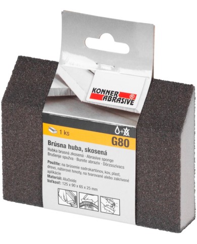 Huba KONNER G80, brúsna špongia, 125x90x65x25 mm, skosená