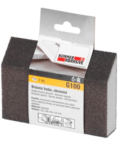 Huba KONNER P100, brúsna špongia, 125x90x65x25 mm, skosená