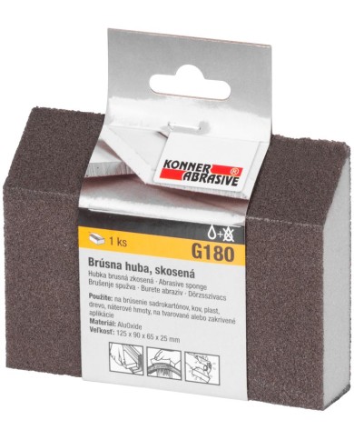 Huba KONNER G180, brúsna špongia, 125x90x65x25 mm, skosená