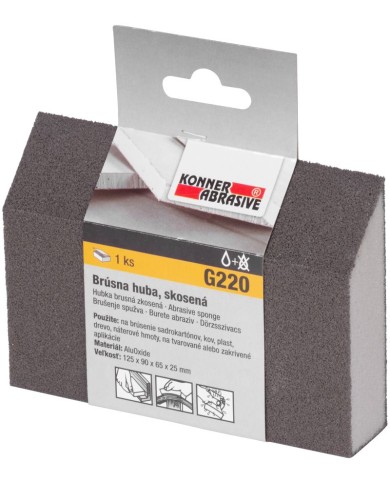 Huba KONNER G220, brúsna špongia, 125x90x65x25 mm, skosená