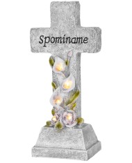 Dekorácia MagicHome, Kríž, LED, polyresin, na hrob, solar, 15x9,5x32 cm