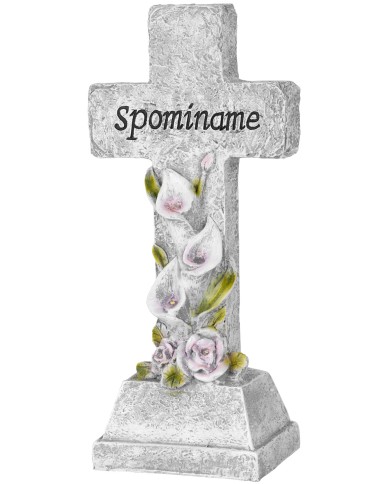 Dekorácia MagicHome, Kríž, LED, polyresin, na hrob, solar, 15x9,5x32 cm