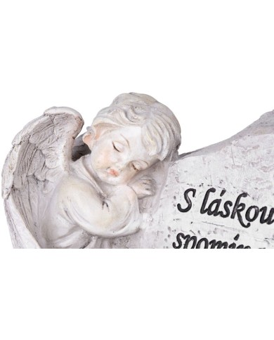 Dekorácia MagicHome, Anjel s krížom, polyresin, na hrob, solar, 20,5x11x11 cm,