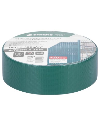 Páska Strend Pro EUROSTANDARD, 47,5 mm, L-35 m, tieniaca, zelená, krycia, na plotové panely, s 20 klipsami, 450g/m2, PVC, RAL600