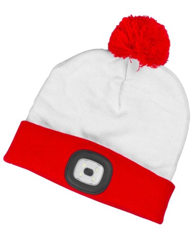 Čiapka Strend Pro X-mas bielo-červená L, 4x SMD LED, USB nabíjanie