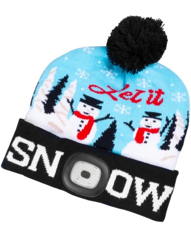 Čiapka Strend Pro X-mas Let it snow modrá L, 4x SMD LED, USB nabíjanie