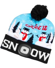 Čiapka Strend Pro X-mas Let it snow modrá L, 4x SMD LED, USB nabíjanie