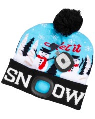 Čiapka Strend Pro X-mas Let it snow modrá L, 4x SMD LED, USB nabíjanie