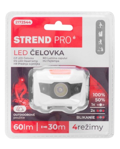 Čelovka Strend Pro Headlight HEM-003, 60 lm LED+red light, 3xAAA