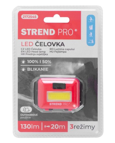 Čelovka Strend Pro Headlight H955, COB LED, 3xAAA, mix farieb (čierna, biela, červená)