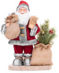 Dekorácia MagicHome Vianoce, Santa s taškou a stromčekom, LED, 3xAAA, 30 cm