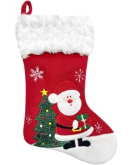 Dekorácia MagicHome Vianoce, Ponožka so santom, červená, 41 cm