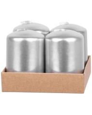 Sviečka MagicHome Vianoce, 4x6 cm, valcová, bal. 4 ks, strieborná