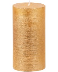 Sviečka MagicHome Vianoce, 6,9x13 cm, valcová, zlatá, metalický efekt