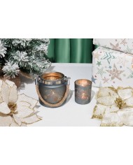 Svietnik MagicHome Vianoce, biely, s krajinkou, s lankom, 10x10 cm