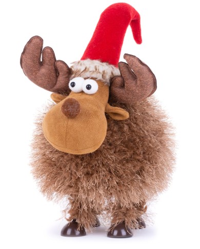 Postavička MagicHome Vianoce, Sob huňatý, hnedý, látkový, 22x20x25 cm
